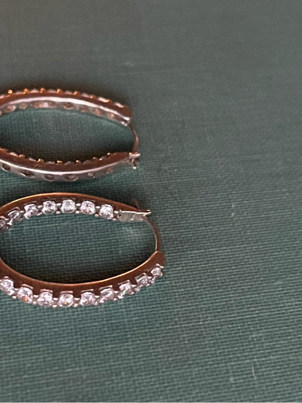 Vintage 925 DQCZ Diamonique Cubic Zirconia Sterling Silver Hoop Earrings 4.99g - Picture 8 of 10